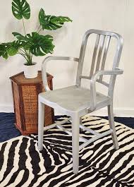 Emeco Art Deco Navy Chair-vintage Emeco/metwood ARM Chair Authentic Navy Aluminum Retro Chair - Etsy Denmark