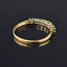 Vintage Emerald Diamond 12K Gold Band Ring Sz 7.75 – Boylerpf