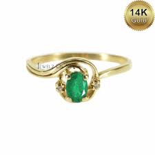 Gold Natural Diamond And Oval Shape Emerald Gemstone Ring ...