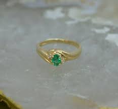 14K YG Emerald and Diamond Ring 1/3 Ct Tw Est Bypass Design ...