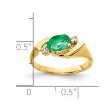 14k 7x5mm Oval Emerald AA Diamond ring - Diamonds by Monet