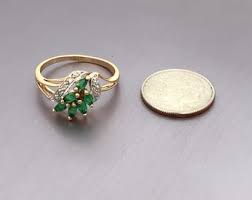 Vintage Emerald and Diamond 10k Yellow Gold Cluster Ring ~ Natural Marquise Emeralds ~ Size 8 ~ET324 - Etsy