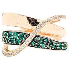 Similar Items to Resplendent LeVian Emerald and Diamond Ring in 14k Rose Gold Pave Setting