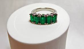 5 Stone Platinum Natural AAA+ Color Colombian Emerald Band Ring – EmeraldsMaravellous