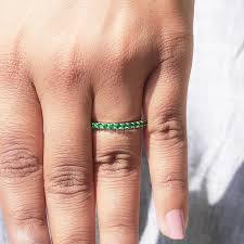 Emerald Green Round Gemstone Eternity Band
