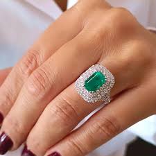 Emerald Cut Emerald Engagement Ring in 18k White Gold ...