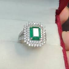 Natural Colombian Emerald Ring | 3.20 CT Gemstone | 925 ...