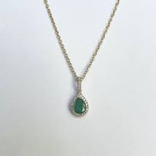 14K Solid Gold Genuine Emerald and Diamond Pendant – Modea