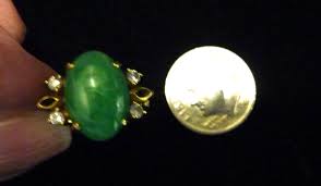 CHINESE JADITE/JADE & DIAMOND RING 14K YELLOW GOLD | eBay