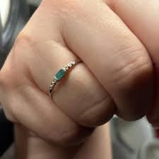 VINTAGE Solid 14K Yellow Gold Emerald & Diamonds Ladies Ring ...