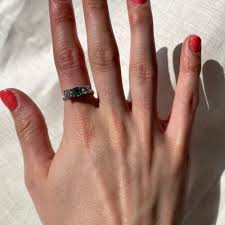 Vintage Intricate 10K Yellow Gold Prong Set Emerald Diamond ...