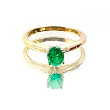 0.37CT OVAL CUT EMERALD SOLITAIRE RING IN 14K YELLOW GOLD ...