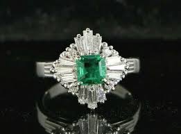 Platinum GIA Green Step Cut Emerald Baguette Round Diamond ...