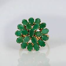 14K Gold Plated Silver Natural Emerald Flower Style Women Ring gift For Her | eBay