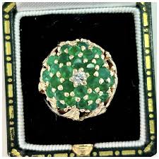 Antique Art Deco Emerald & Diamond Wedding Day Pendant 14K Gold. For Sale at Ruby Lane