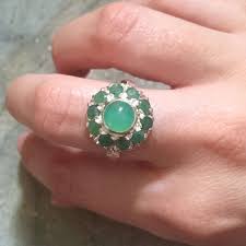 Flower Emerald Ring - Genuine Emerald Ring - Green Flower Ring – Adina Stone Jewelry