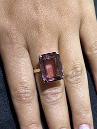 14k Yellow Gold Natural Purple Amethyst Large Emerald Cut ...