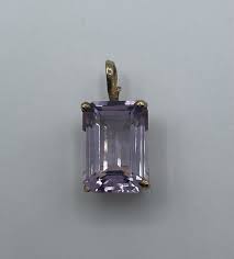 10k Solid Yellow Gold Amethyst Rectangle Pendant | eBay