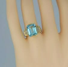 14K Yellow Gold Blue Topaz Diamond Accent Ring Size 7.5 ...