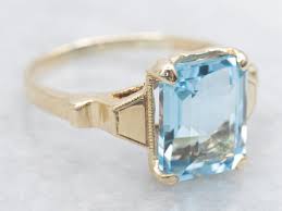 Victorian Revival Blue Topaz Solitaire Ring