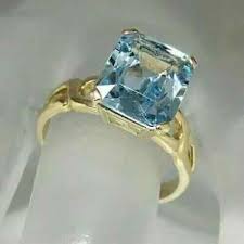 3.50Ct Emerald Cut Lab-Created Aquamarine Engagement ...
