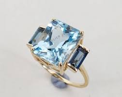 Natural Sky & London Blue Topaz Statement Ring, 14K Yellow ...