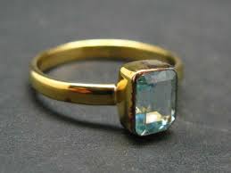 Natural Blue Topaz Sterling Silver Gold Plated Ring - 3.51 ...