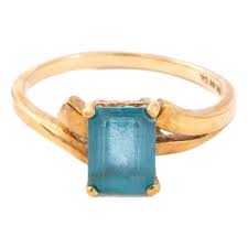 Vintage 10k Yellow Gold & Blue Topaz Ring | Chairish