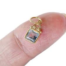 Natural Blue Topaz Cut Gemstone Solid 18k Gold Partywear ...