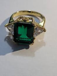 Vintage 4CT Emerald Natural Green Gemstone Ring 14K Yellow ...
