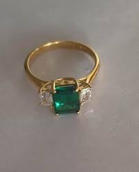 18K Gold Plated Emerald Octagon Ring Baguette Cut ...