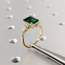 Emerald ring vintage emerald engagement ring 18k yellow ...