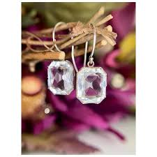 Vintage 14k White Gold and Silver Paste Dangle Drop Earrings ...