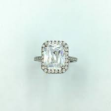 Emerald & Round Cut White Cubic Zirconia Halo Engagement ...