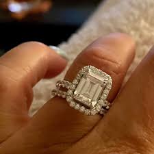 2.7 CT Emerald Cut Diamond Halo Engagement and Wedding Rings ...