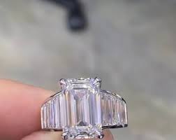 Emerald Cut Stone Ring, 4.00 CT Emerald Cut Colorless ...