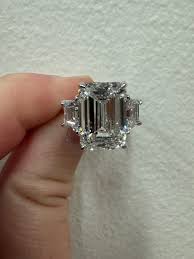 7ct Emerald Cut Diamond 3 stone ring Ring with step cuts