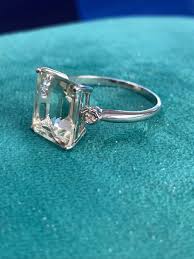 Sterling silver .925 Signed D'JOY Square Clear Stone Ring Sz ...