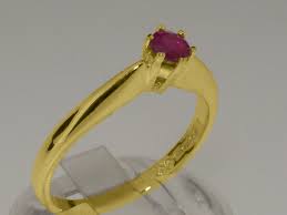 14k Yellow Gold Natural Ruby Womens Solitaire Ring - Sizes 4 ...