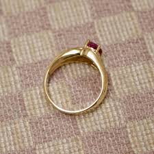 NOS TEN KARAT YELLOW GOLD THREE QUARTER CARAT RUBY & DIAMOND ...