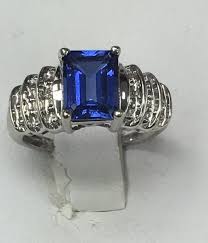 10K White Gold Synthetic Sapphire Ring Size 4.75 | eBay
