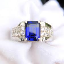 Buy Sapphire Engagement Ring for Men,925 Sterlin Silver ...