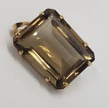Gorgeous Huge Art Deco 14K Gold Step Cut 94 Carat Smoky ...