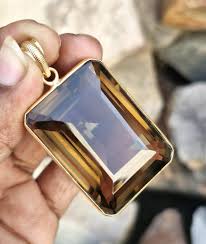 Natural Smoky Huge Octogen Shape Gmestone Pendant Gold ...
