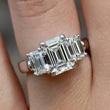 3.0 Ct Emerald Cut Moissanite Stone Engagement Wedding Ring ...