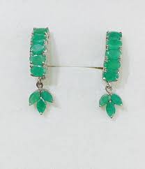 14k Solid White Gold French Clip Earrings W/Natural ...