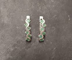 Emerald Earrings, Natural Emerald, May Birthstone, Long ...
