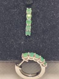 Designer Emerald Hoop Earrings 925 Sterling Silver 18 mm ...