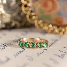 The Emerwyn - Emerald & Solid Gold Half Eternity Band – Rustic and Main