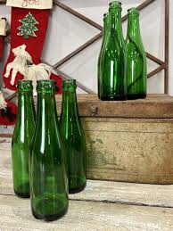 Vintage Green Pop Bottle Soda Bottle Set of 6 - The Junk Parlor